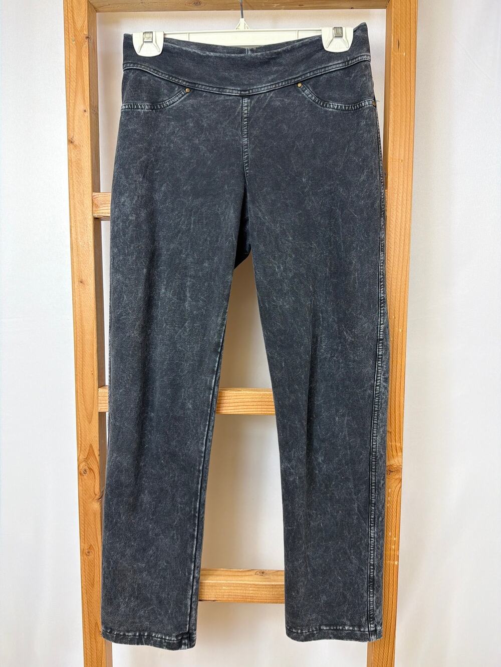 Testimony Los Angeles Betty Pant Distressed Black French Terry Jeggings XS